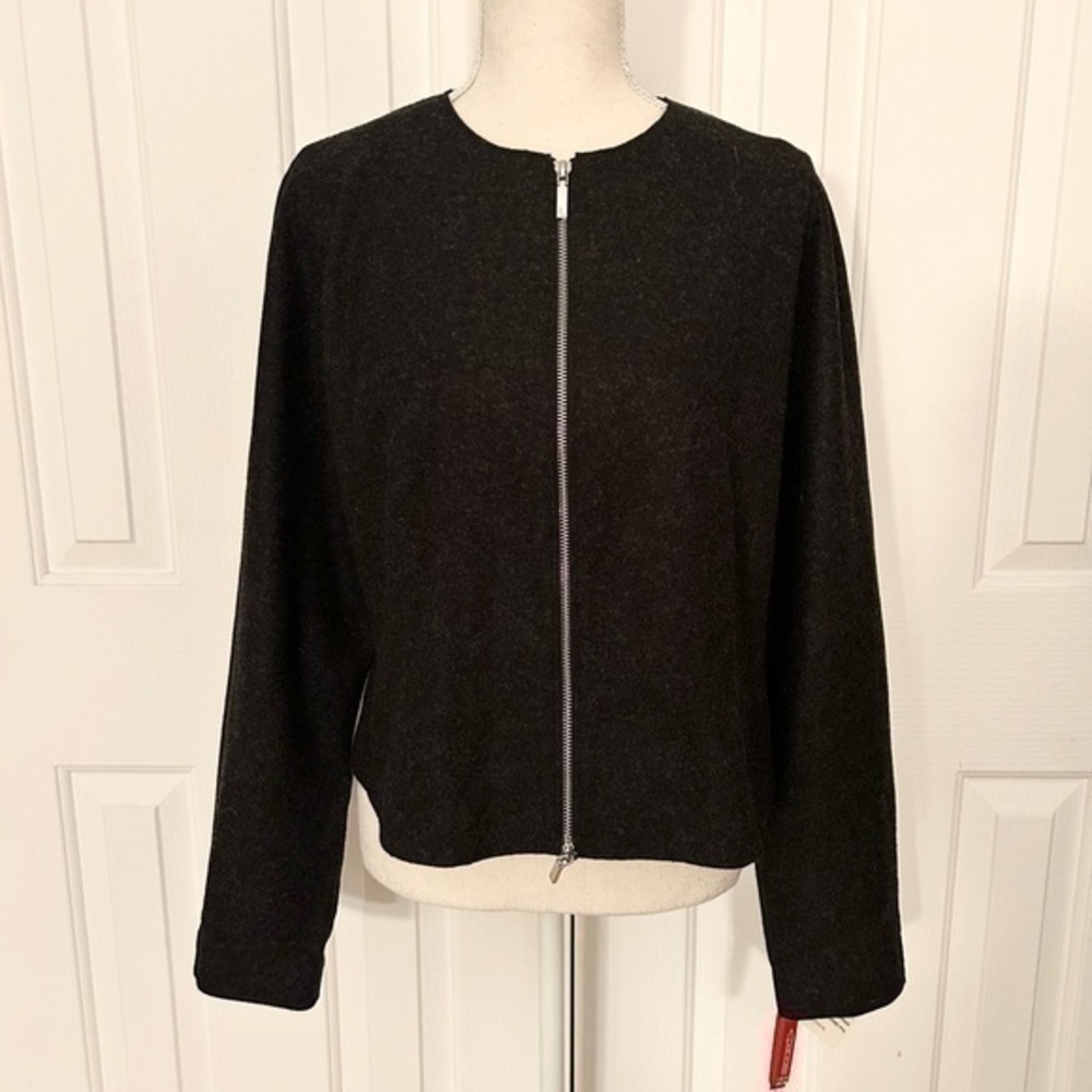 NWT LAFAYETTE 148 NEW YORK Women Wool & Cashmere Jacket, Gray, Zipper, Size 10